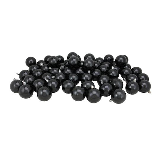 60ct Shiny Jet Black Shatterproof Ball Ornaments